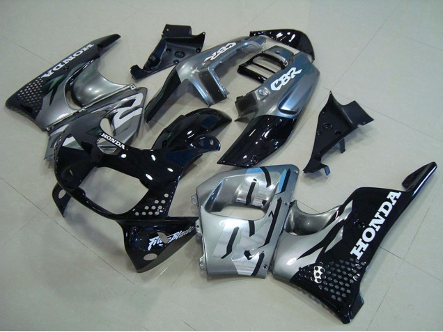 1996-1997 Honda CBR900RR 893 Motorcycle Fairings - Silver Glossy Black