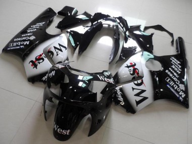 2000-2001 Kawasaki ZX12R Motorcycle Fairings - Glossy Black White West