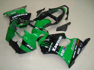 2000-2002 Kawasaki ZX6R Motorcycle Fairings - Green Glossy Black Monster