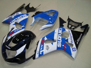 2000-2002 Suzuki GSXR 1000 Motorcycle Fairings - White Blue Glossy Black