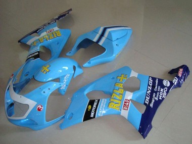 2000-2002 Suzuki GSXR 1000 Motorcycle Fairings - Light Blue Yellow Black White Yellow Rizla
