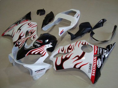 2001-2003 Honda CBR600 F4i Motorcycle Fairings - White Red Glossy Black Flame