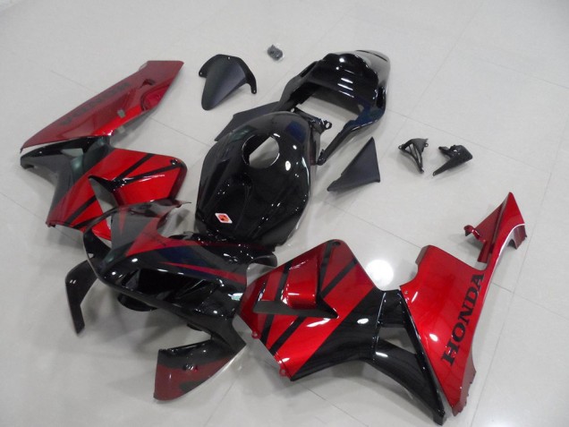 2003-2004 Honda CBR600RR Motorcycle Fairing - Red Glossy Black Stripe