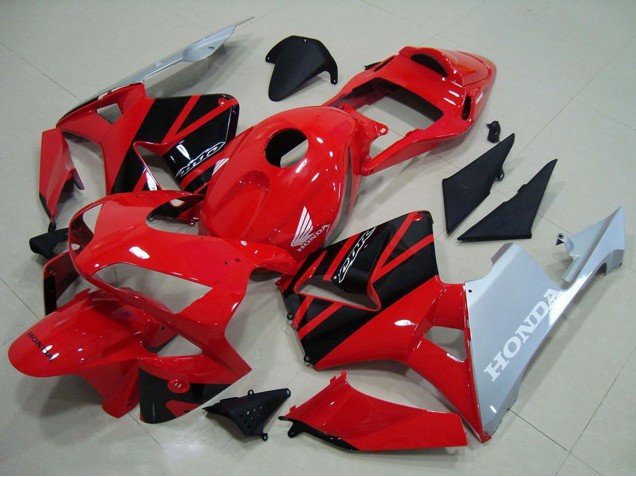2003-2004 Honda CBR600RR Motorcycle Fairings - Red Silver Glossy Black