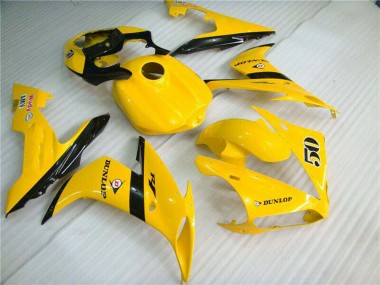 2004-2006 Yamaha YZF R1 Motorcycle Fairings - Yellow Glossy Black Dunlop 50