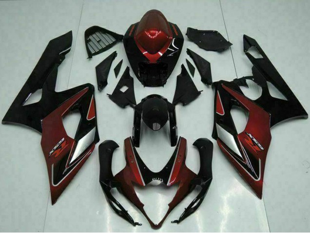 2005-2006 Suzuki GSXR 1000 Motorcycle Fairings - Red Silver Glossy Black
