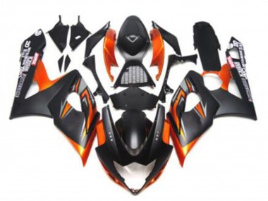 2005-2006 Suzuki GSXR 1000 Motorcycle Fairings - Glossy Black Matte Black Black Orange