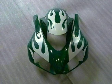 2006-2007 Honda CBR1000RR Motorcycle Fairings - White Green Flame