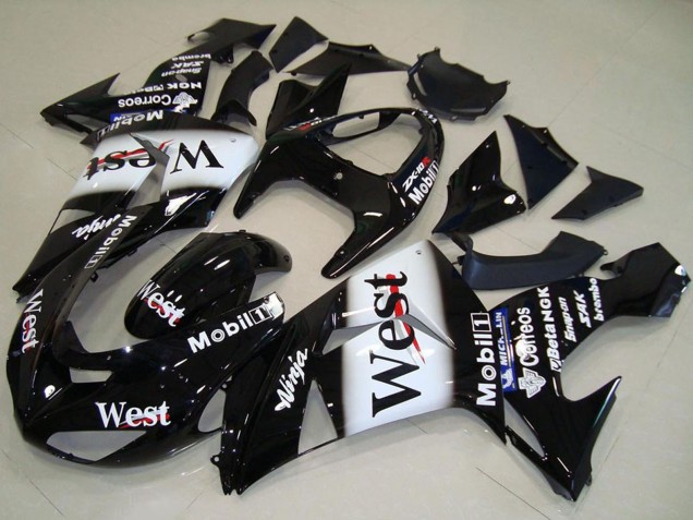 2006-2007 Kawasaki ZX10R Motorcycle Fairing - Glossy Black White West
