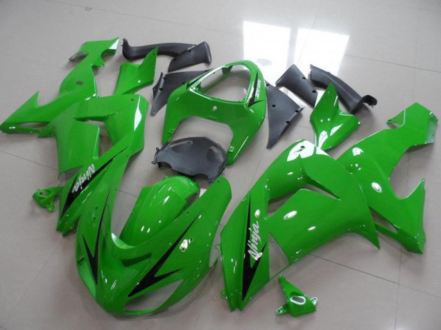 2006-2007 Kawasaki ZX10R Motorcycle Fairings - Green Black Stripe