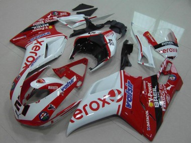 2007-2014 Ducati 848 1098 1198 Motorcycle Fairing - White Red Glossy Black Valsir Xerox OEM Style 21