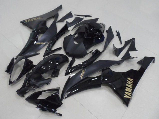2008-2016 Yamaha YZF R6 Motorcycle Fairings - Glossy Black Matte Black Gold Decals