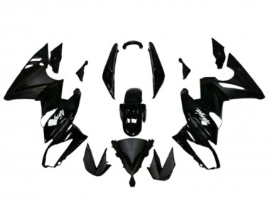2009-2011 Kawasaki EX650 Motorcycle Fairings - Glossy Black White Decal