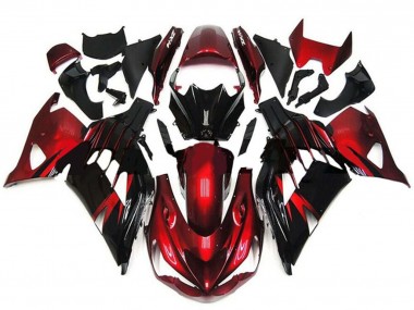 2012-2024 Kawasaki ZX14R ZZR1400 Motorcycle Fairings - Red Glossy Black