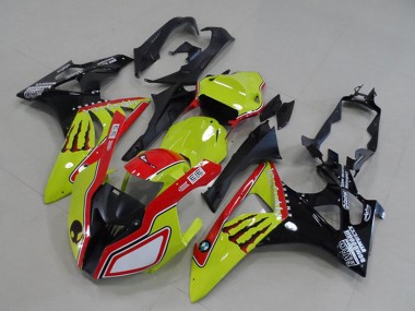 2009-2014 BMW S1000RR Motorcycle Fairings - Neon Yellow Red Glossy Black Monster