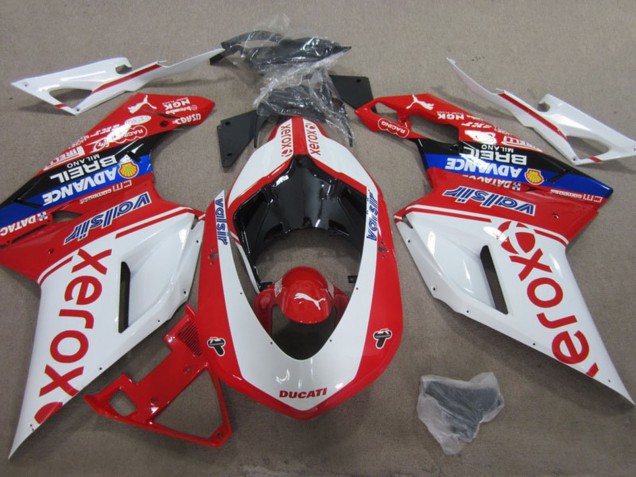 2007-2014 Ducati 1098 Motorcycle Fairings - White Red Blue Black Valsir Xerox