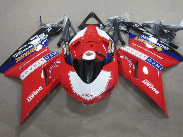 2007-2014 Ducati 1098 Motorcycle Fairings - Red White Black Info Strada Advance