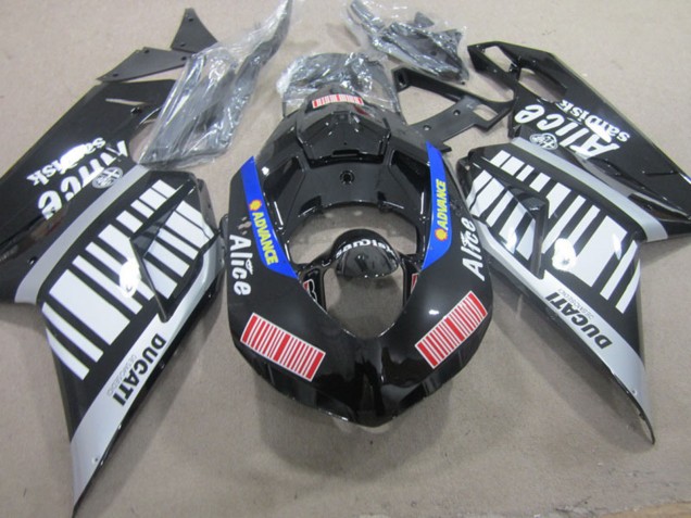 2007-2014 Ducati 848 1098 1198 Motorcycle Fairings - Silver Red Blue Glossy Black Alice