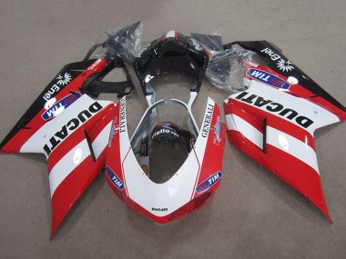 2007-2014 Ducati 1098 Motorcycle Fairings - Red White Black Generali Tim