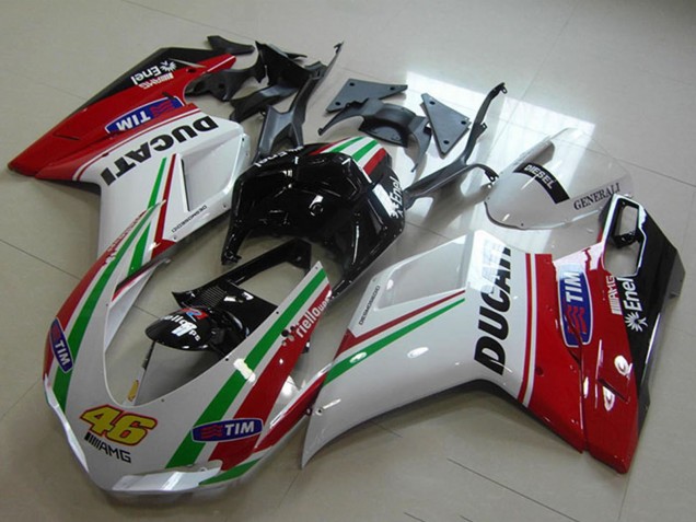 2007-2014 Ducati 1098 Motorcycle Fairings - Red White Black Green Tim 46
