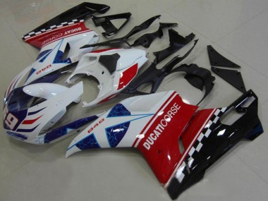 2007-2014 Ducati 1098 Motorcycle Fairings - White Red Black Blue Corse 69