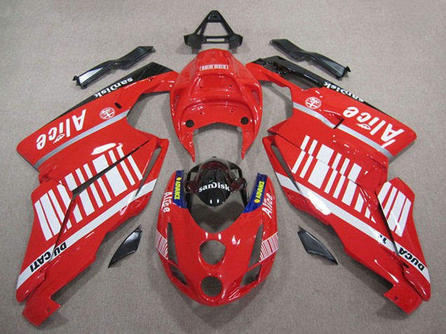 2005-2006 Ducati 749 999 Motorcycle Fairings - Red White Glossy Black Alice Sandisk