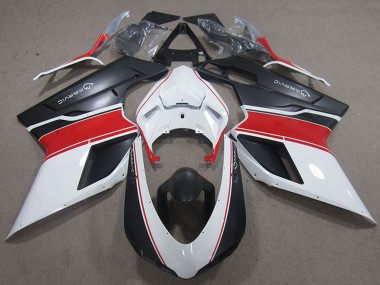2007-2014 Ducati 848 1098 1198 Motorcycle Fairings - White Red Matte Black Marvic