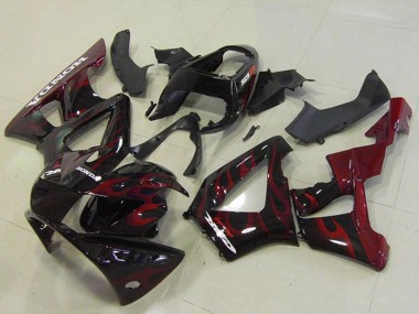 2000-2001 Honda CBR900RR 929 Motorcycle Fairings - Glossy Black Red Flame