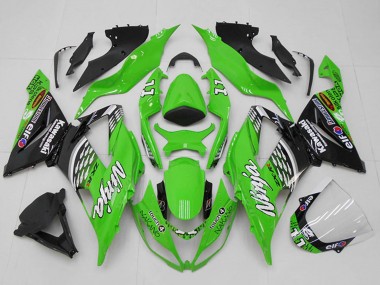 2013-2018 Kawasaki ZX6R Motorcycle Fairings - Green White Silver Black Elf Touch4 Bridgestone 11