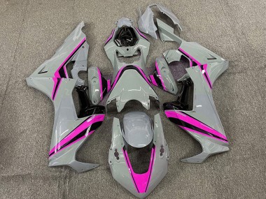 2017-2023 Honda CBR1000RR Motorcycle Fairings - Nardo Grey with Pink Stripe