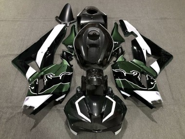 2013-2023 Honda CBR600RR Motorcycle Fairings - Black Carbon Fiber White Green Bull