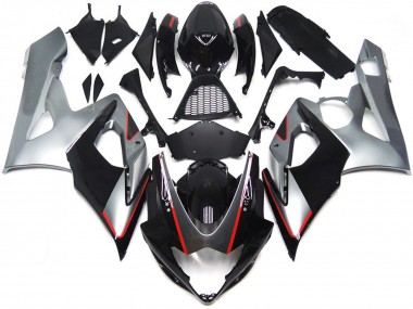 2005-2006 Suzuki GSXR 1000 Motorcycle Fairings - Glossy Black Silver Red