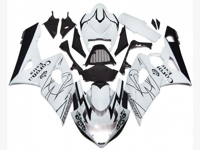 2005-2006 Suzuki GSXR 1000 Motorcycle Fairings - White Black Corona OEM Style