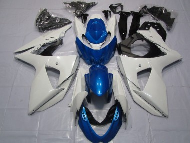 2009-2016 Suzuki GSXR 1000 Motorcycle Fairings - White Blue
