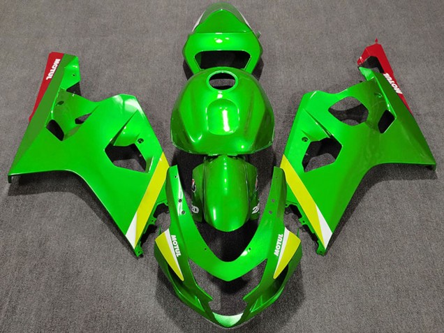 2004-2005 Suzuki GSXR 600 / GSXR 750 Motorcycle Fairings - Green Yellow White