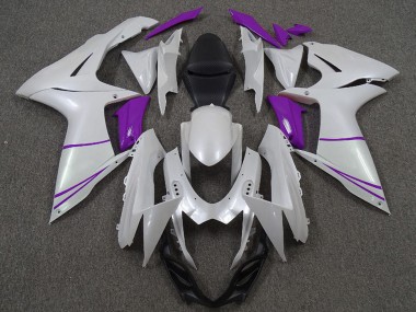 2011-2024 Suzuki GSXR 600 / GSXR 750 Motorcycle Fairings - Pearl White and Purple