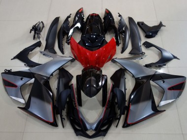 2011-2024 Suzuki GSXR 600 / GSXR 750 Motorcycle Fairings - Grey Red Glossy Black