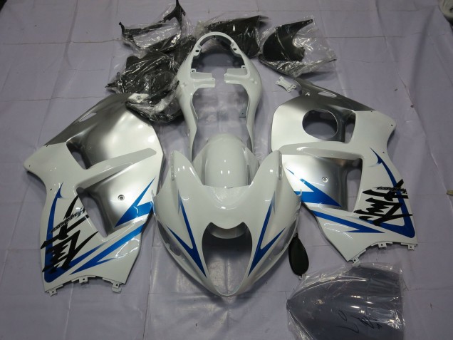 1996-2007 Suzuki GSXR 1300 Motorcycle Fairings - White Silver Blue