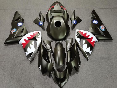 2004-2005 Kawasaki ZX10R Motorcycle Fairings - Military Green Shark