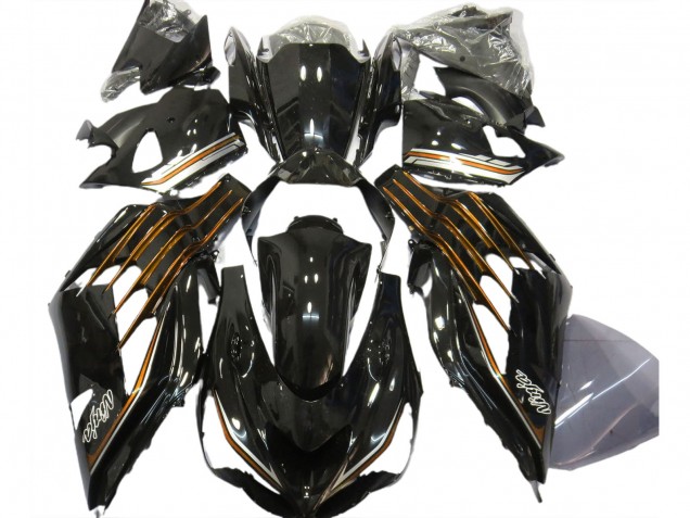 2012-2024 Kawasaki ZX14R ZZR1400 Motorcycle Fairings - Glossy Black Orange