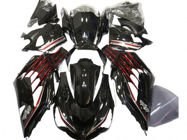 2012-2024 Kawasaki ZX14R ZZR1400 Motorcycle Fairings - Glossy Black Red