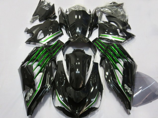 2012-2024 Kawasaki ZX14R ZZR1400 Motorcycle Fairings - Glossy Black Green