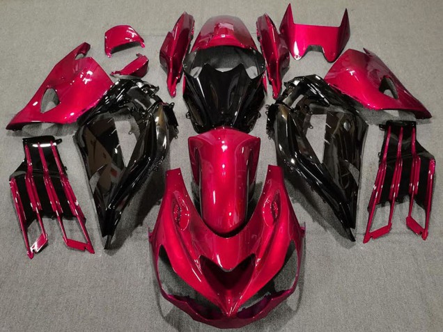 2012-2024 Kawasaki ZX14R ZZR1400 Motorcycle Fairings - Red Glossy Black