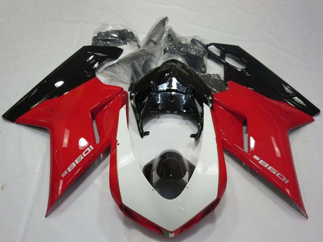 2007-2014 Ducati 1098 Motorcycle Fairings - Red White Glossy Black