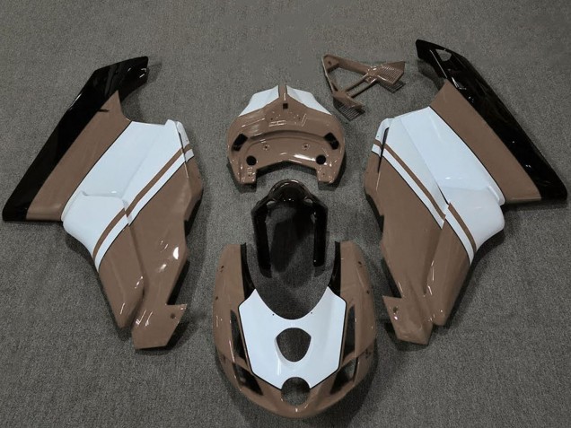 2003-2004 Ducati 749 999 Motorcycle Fairings - White Brown Glossy Black