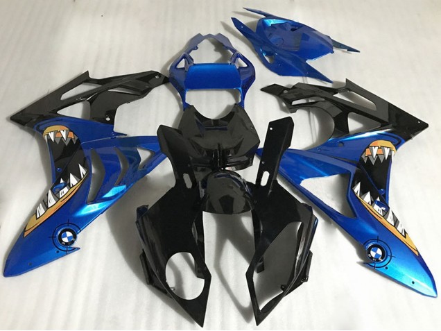2017-2018 BMW S1000RR Motorcycle Fairings - Blue Glossy Black Orange Shark