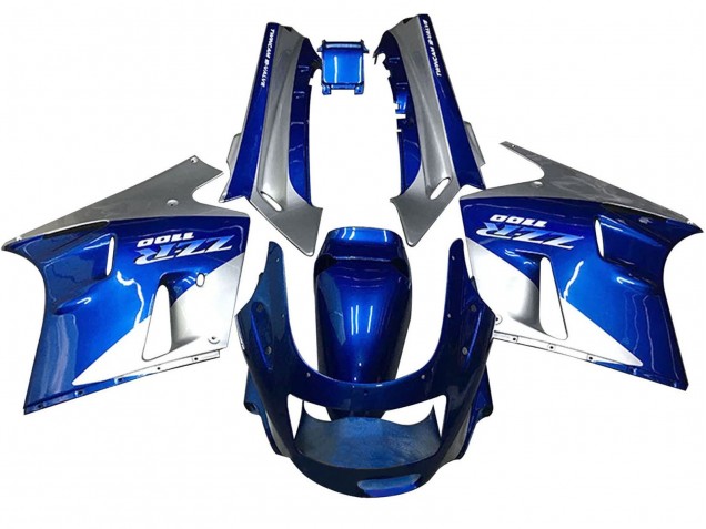 1990-1992 Kawasaki ZZR1100 Motorcycle Fairings - Blue White Grey