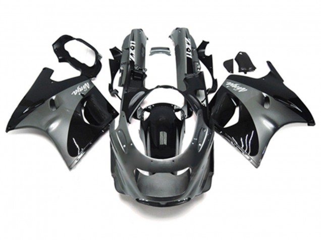 1993-2003 Kawasaki ZZR1100 Motorcycle Fairings - Grey Black Ninja