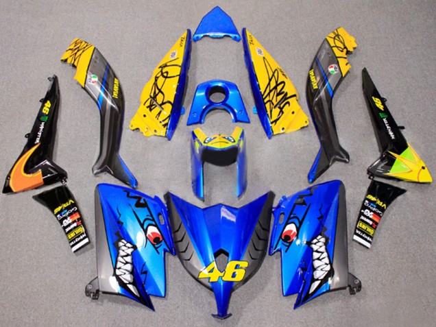 2012-2014 Yamaha TMAX530 Motorcycle Fairings - Blue Yellow Black Shark 46