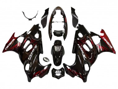 2004-2006 Suzuki GSX600F/GSX750F Motorcycle Fairings - Glossy Black Red Flame